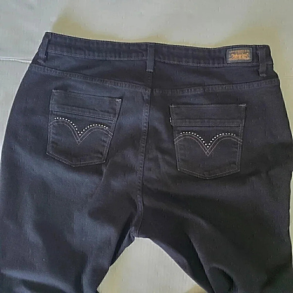 Women's LEVI'S 580 Boot Cut Black Denim Jeans SZ 20 M Plus Size Jewels Pockets - Picture 7 of 8